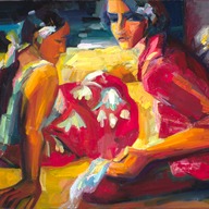 Self-portrait with a Tahitian woman (after Paul Gauguin) 