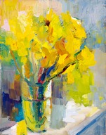 Daffodils in rising sun